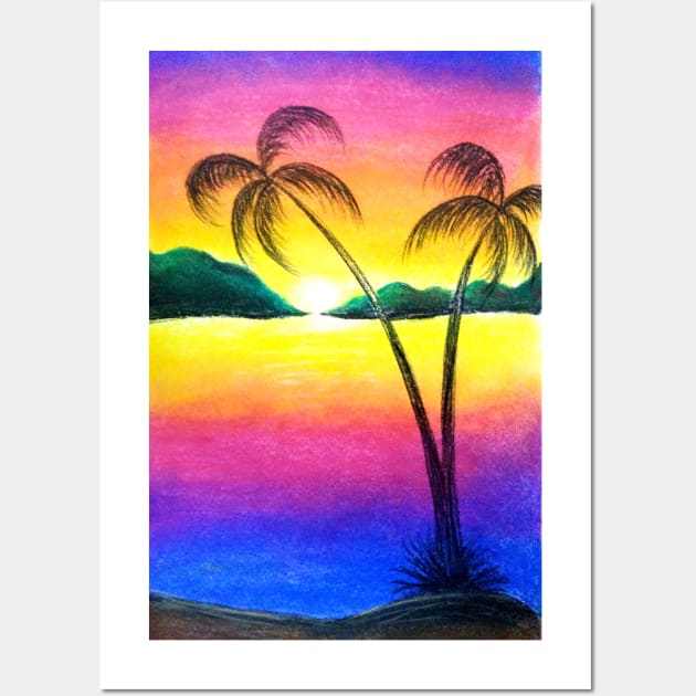 Shaded Sunrise Beach Scenery Soft Pastels Wall Art by Artisy Artist 